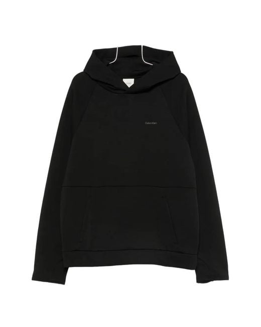 Calvin Klein Black Logo-Print Raglan-Sleeve Hoodie for men