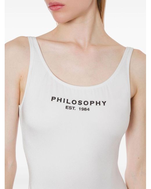 Philosophy Di Lorenzo Serafini White Logo-print Low-back Swimsuit