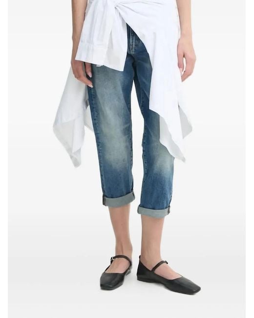 G-Star Blue Rolled-Cuff Cropped Jeans