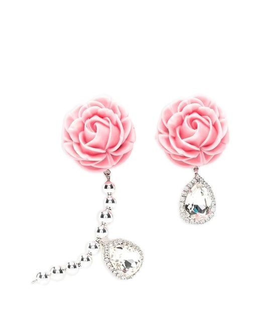 Magda Butrym Pink Boucles D'Oreilles À Ornements En Cristal