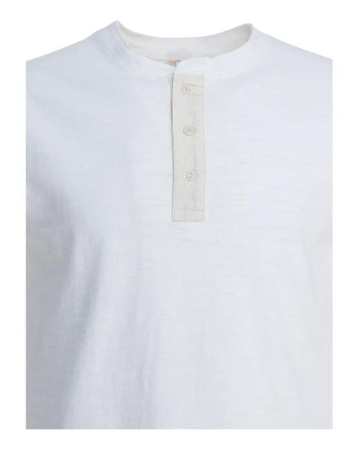 Buzz Rickson's White Cotton Henley T-Shirt for men