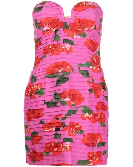 Magda Butrym Silk Pleated Rose-print Dress in Pink | Lyst