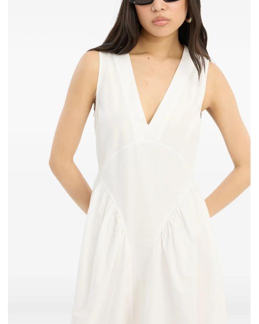 ROTATE BIRGER CHRISTENSEN White Midikleid Mit V-Ausschnitt