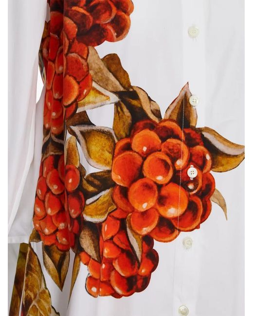 Ferragamo White Botanical Print Shirt Dress