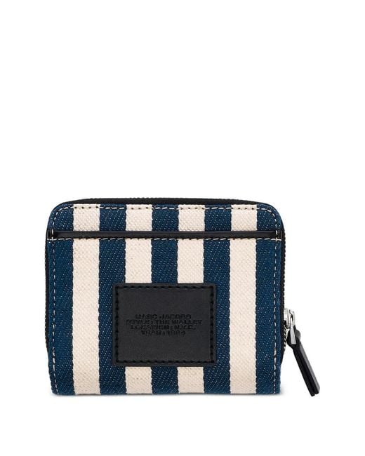 Marc Jacobs Blue The Wallet Striped Canvas Compact Wallet