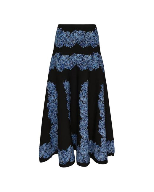 Ulla Johnson Blue Alessia Knit Jacquard Midi Skirt