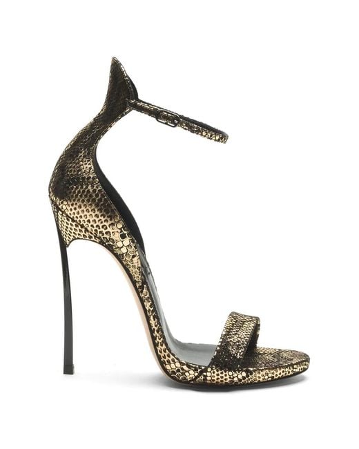 Casadei Metallic Cappa Blade Python-Effect Sandals