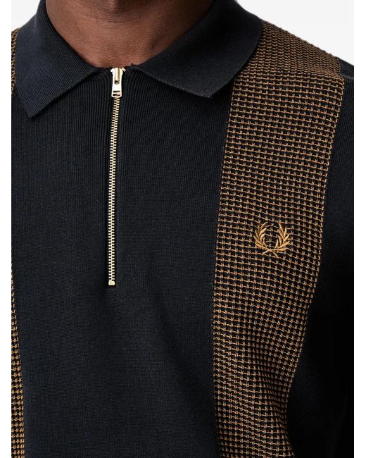 Fred Perry Black Zip-Fastening Polo Shirt for men
