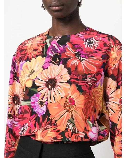 Stella McCartney Pink Floral-print Silk Blouse