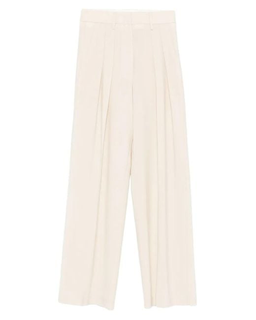 Forte_forte White Pleated Wide-Leg Trousers