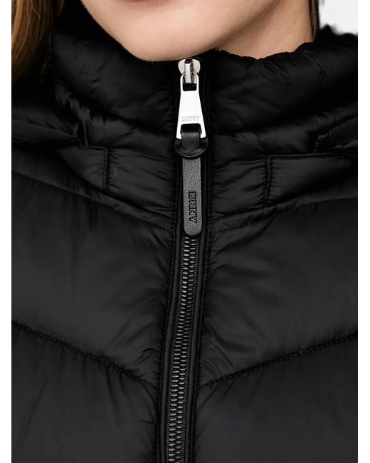 DKNY Black Quilted Hooded Gilet
