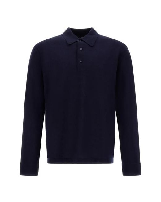 Herno Blue Long-Sleeved Polo Shirt for men