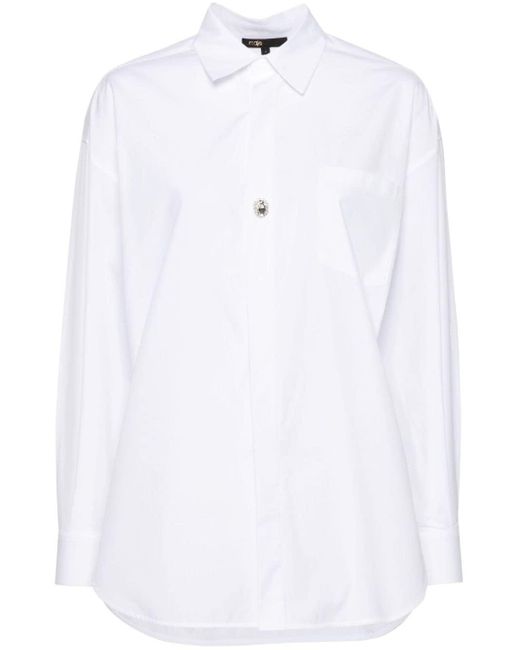Maje White Crystal-embellished Poplin Shirt