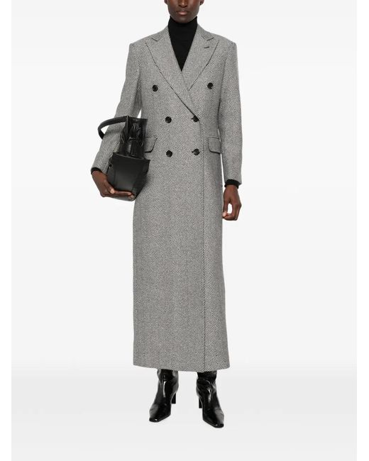 Eraldo Gray Herringbone Double-Breasted Coat