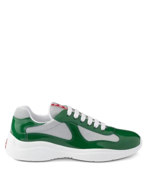 Prada Linea Rossa Green America's Cup Shiny Trainers for men