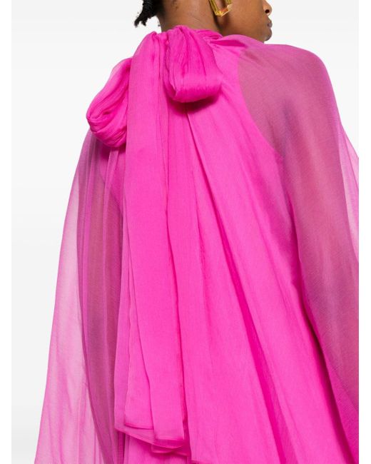 MANURI Pink Ama Semi-sheer Silk Minidress