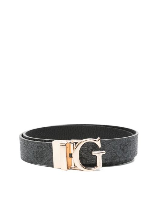 Guess Black Ledergürtel Mit Logo-Schild