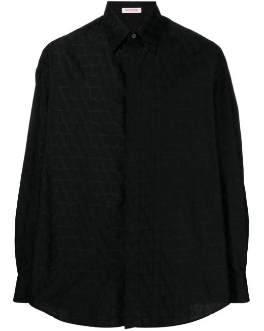 Camicia con monogramma jacquard di Valentino Garavani in Black da Uomo