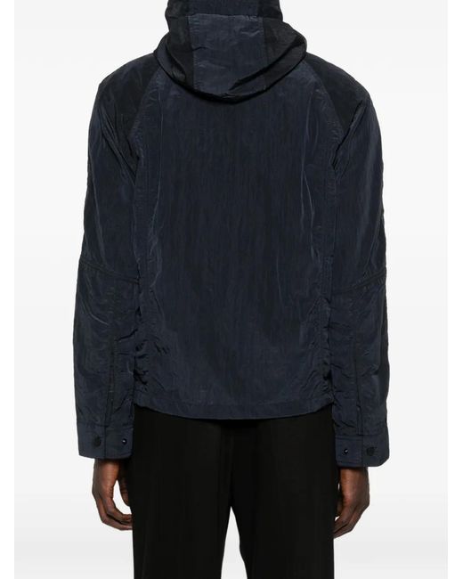 Emporio Armani Black Hooded Crinkled-Texture Jacket for men