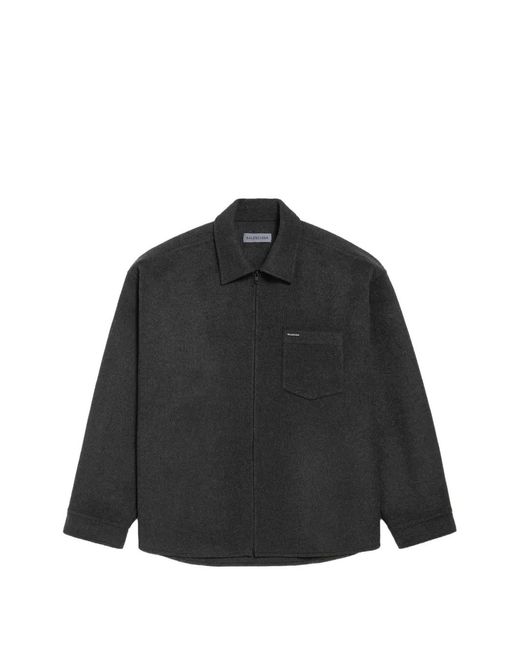 Balenciaga Black Chest-Pocket Overshirt for men