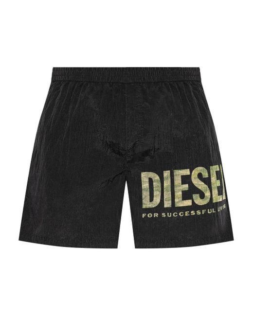 メンズ DIESEL ロゴ トランクス水着 Black