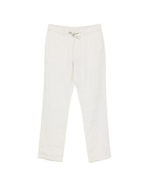 Gant White Drawstring-Waist Linen Trousers for men