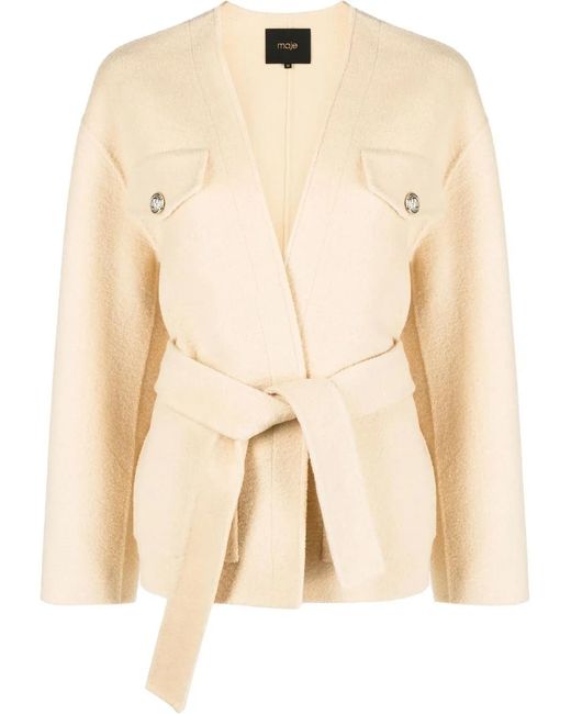 Maje Natural Belted Wrap-Style Jacket
