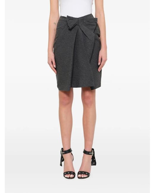 Lanvin Black Bow-Detail Pleated Skirt