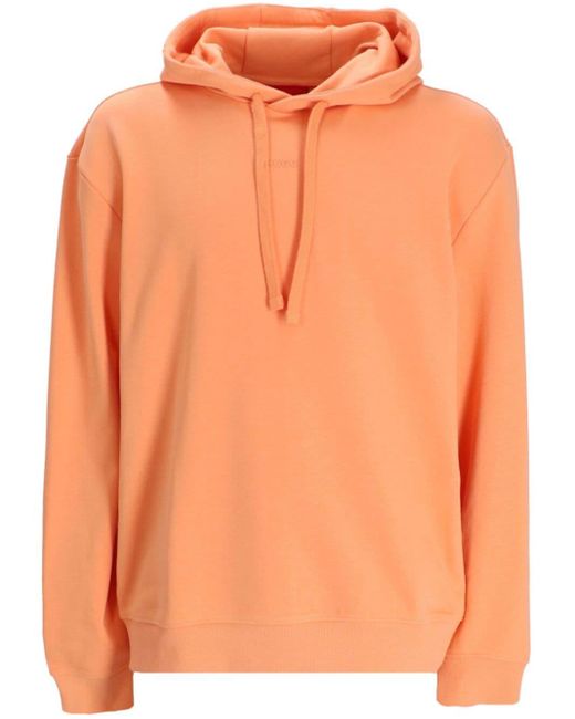 Hoodie en coton à logo embossé HUGO pour homme en coloris Orange