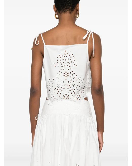 Self-Portrait White Cotton Embroidered Top