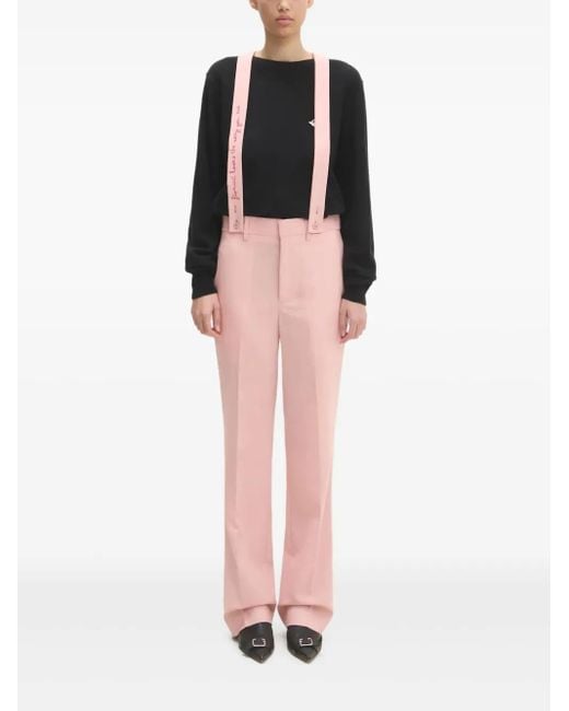 Fiorucci Pink Wool Embroidered-Strap Trousers