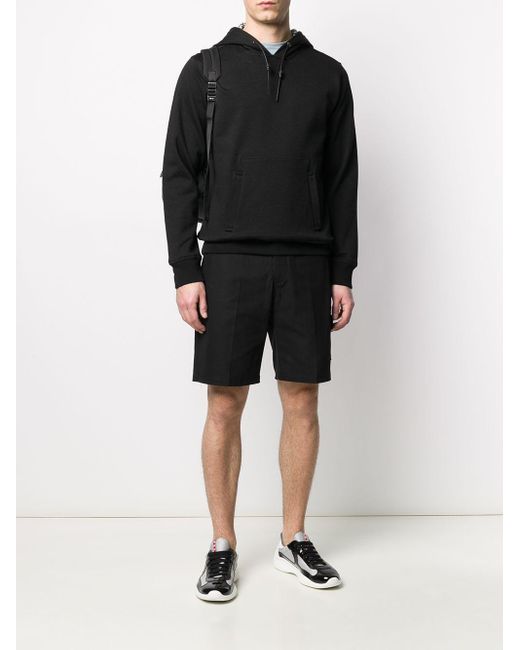 Ferragamo Leather-drawcord Hooded Sweatshirt in Black for Men - Lyst