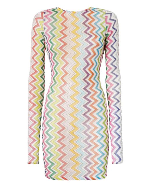 Missoni White Long-Sleeve Mini Dress