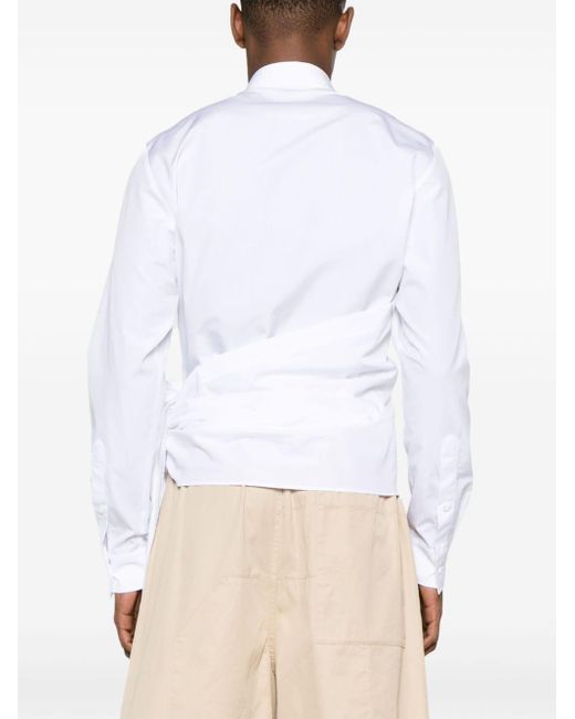 Moschino White Poplin Cotton Wrap Shirt for men