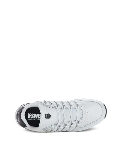 K-swiss White Leather Lace-Up Trainers for men