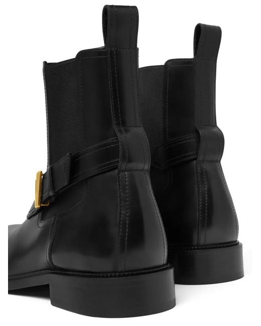 Versace Black Chelsea Round-Toe Boots for men