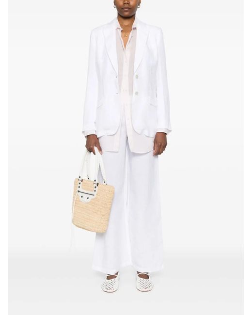 120% Lino White Linen Trousers