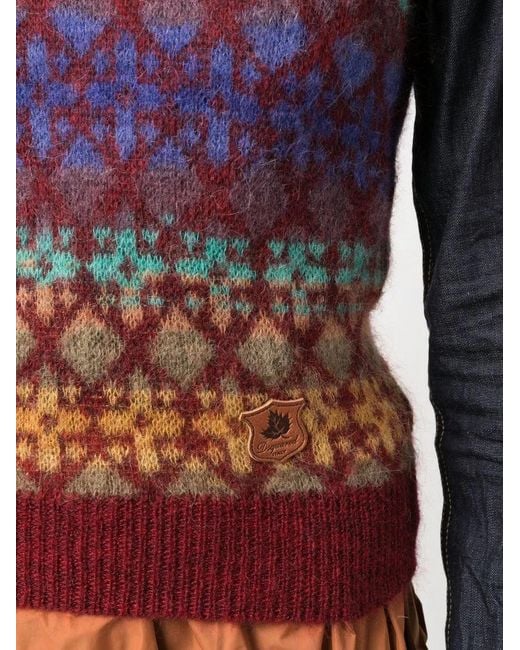 DSquared² Red Jacquard Logo-Patch Vest
