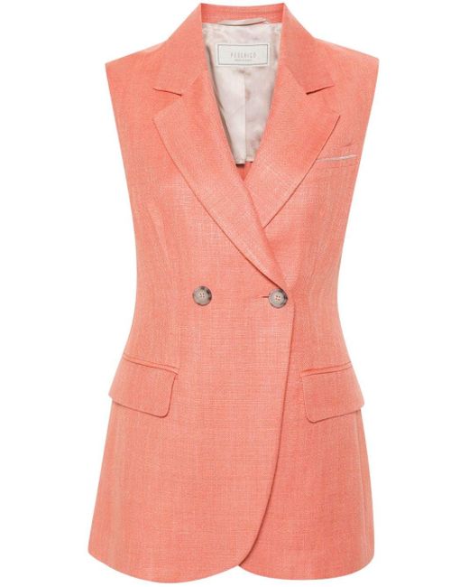 Peserico Pink Bead-detail Linen-blend Vest