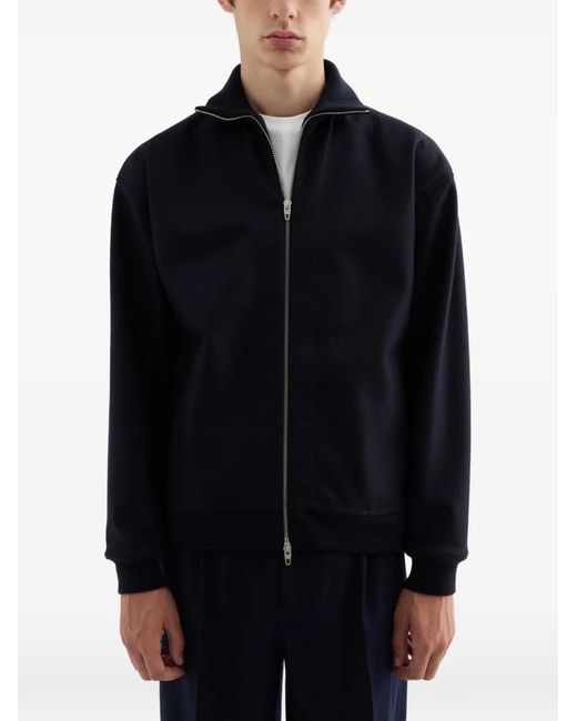 Jil Sander Blue Funnel-Neck Wool Jacket for men