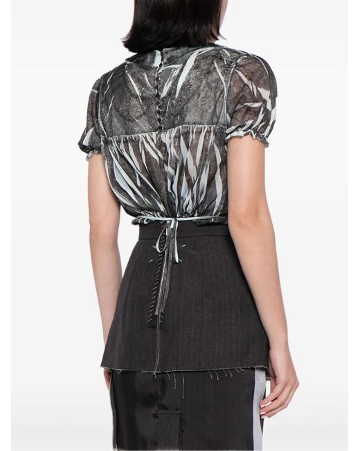 Maison Margiela Black Zebra-Print Short-Sleeve Bodysuit