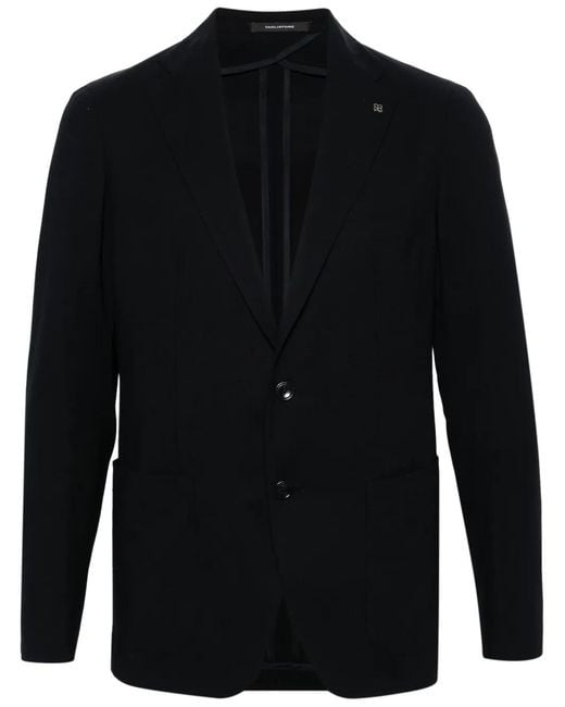 Tagliatore Blue Notched-Lapels Single-Breasted Blazer for men