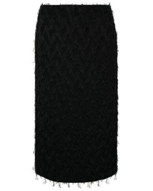 MSGM Frayed-detail Skirt Black