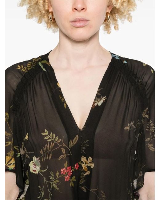 Semicouture Black Floral Maxi Dress