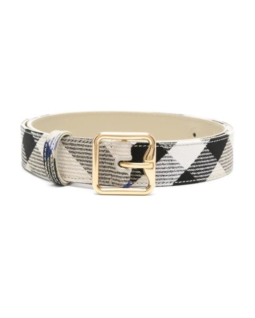 Burberry Multicolor Tartan-Patterned Leather Belt