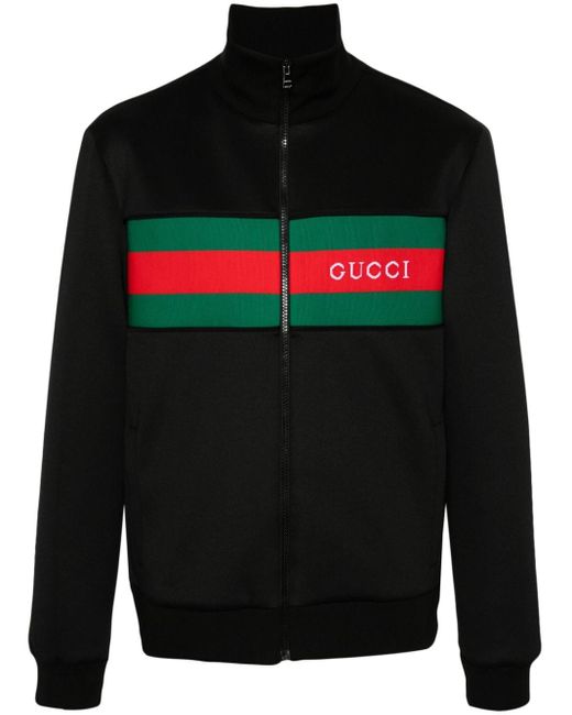 Gucci Logo Band Zipped Jumper in Black for Men Lyst UK