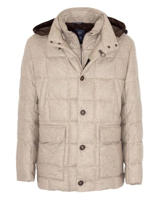 Fay Natural Hooded Quilted Jacket for men