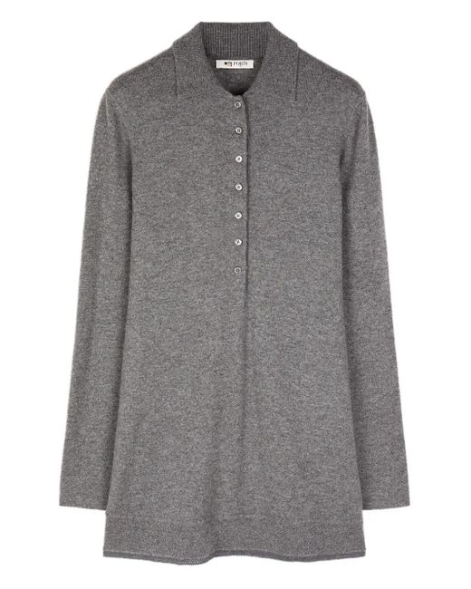 Ports 1961 Gray Cashmere Polo Shirt