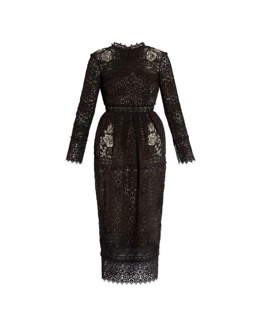 Erdem Black Lace Beaded Dress