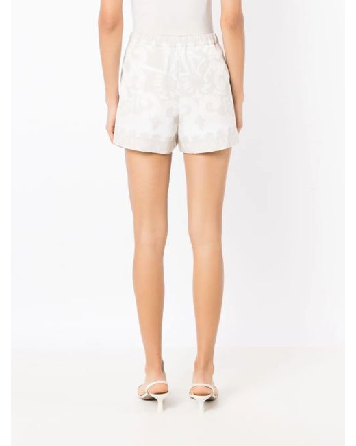 Valentino Garavani White Geometric-Print Drawstring Shorts
